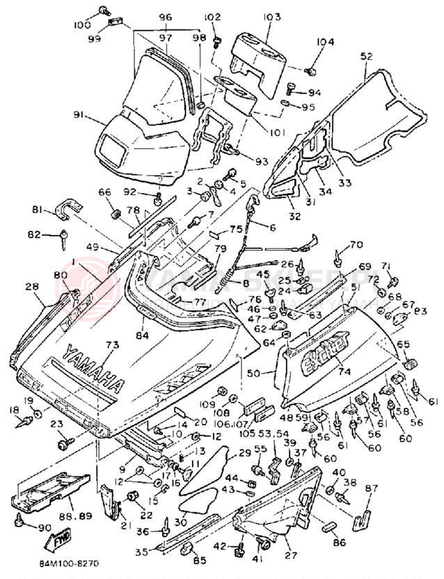 Schemat "SHROUD - WINDSHIELD" do Yamaha EXCITER EX570M