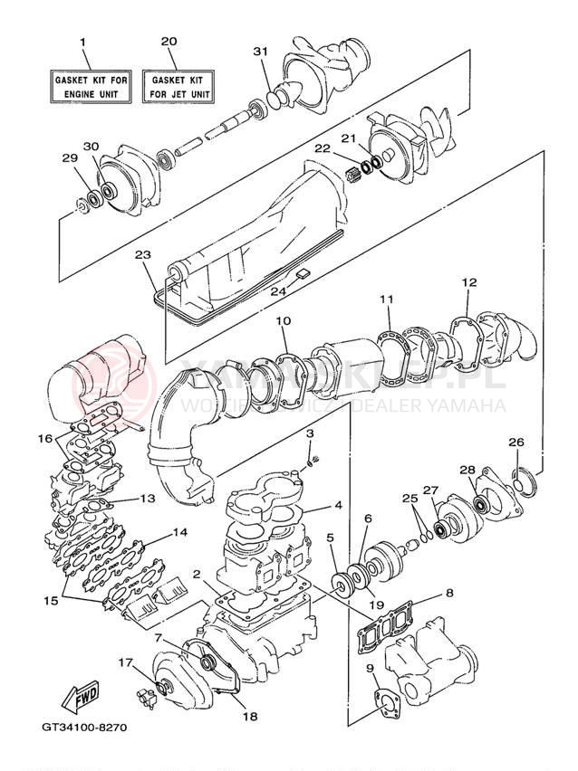 Schemat "Zestaw naprawczy" do Yamaha WAVEVENTURE 700 WVT700W