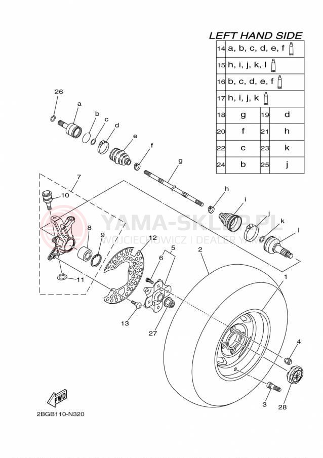 Schemat "Koło przód" do Yamaha GRIZZLY 700 EPS SE YFM700PSFS