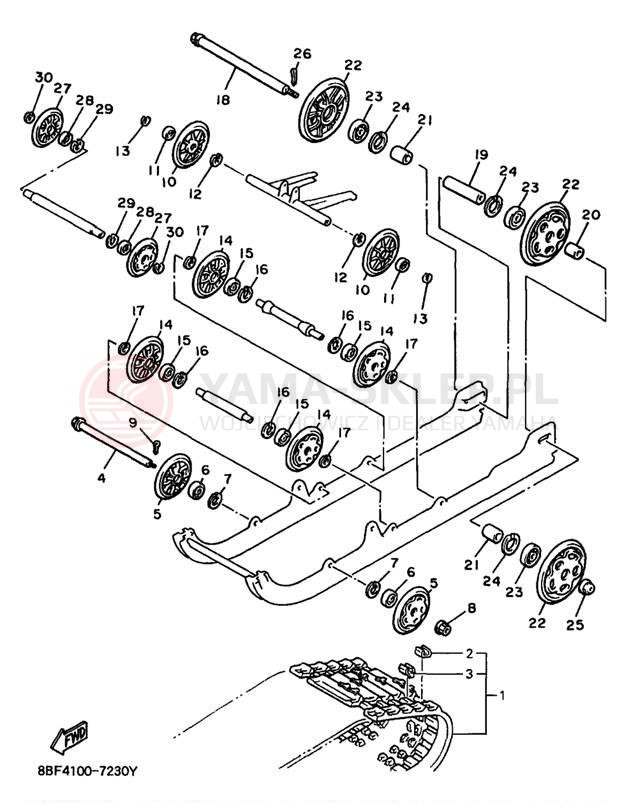 Schemat "Zawieszenie gąsiennicy" do Yamaha PHAZER SS PZ480A
