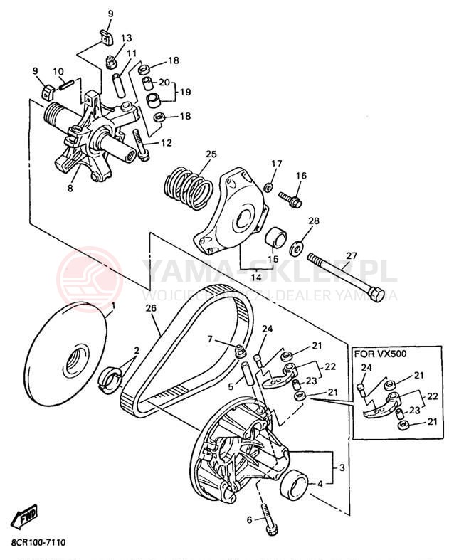 Schemat "PRIMARY SHEAVE" do Yamaha VMAX 500 XT VX500XTB