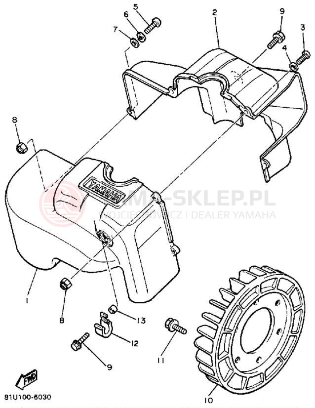 Schemat "Obudowa wentylatora" do Yamaha BRAVO T (LONG TRACK) BR250TL