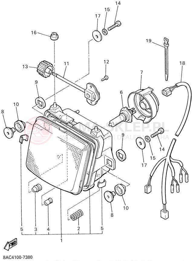 Schemat "Lampa przód" do Yamaha VK540 III VK540ED