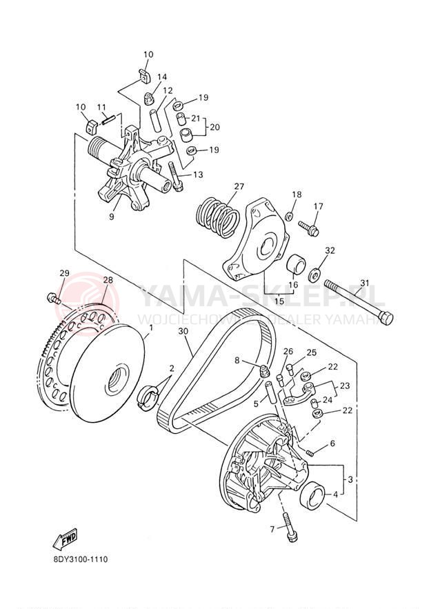 Schemat "PRIMARY SHEAVE" do Yamaha VENTURE 600 VT60J