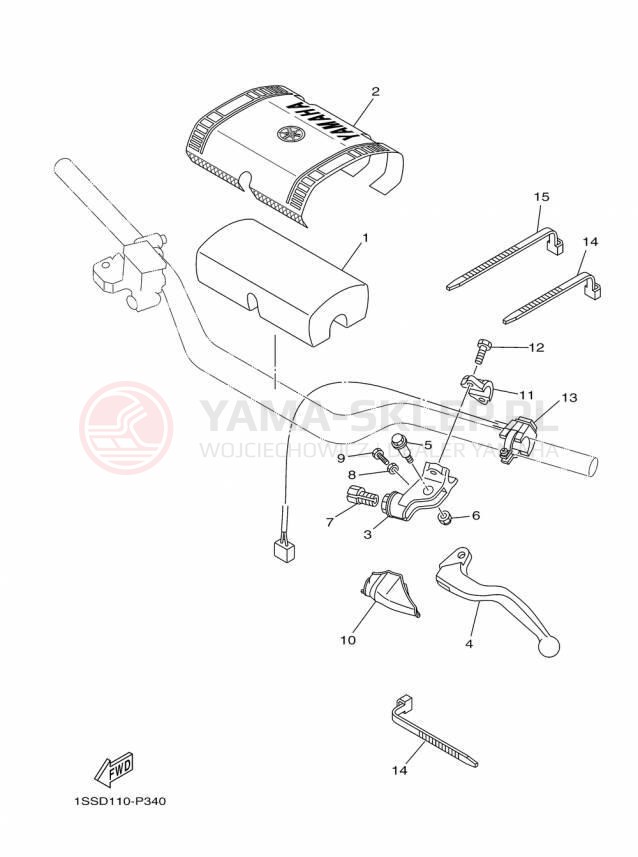Schemat "Kierownica i osprzęt" do Yamaha YZ250 YZ250F2