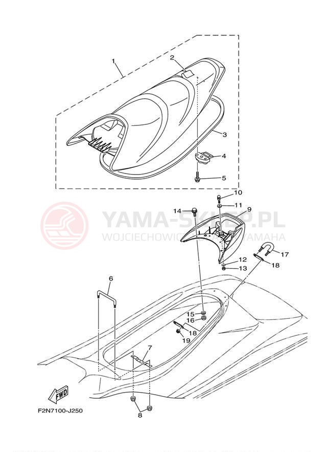 Schemat "Siedzenie i schowek" do Yamaha WAVERUNNER VX SPORT VX1100CK