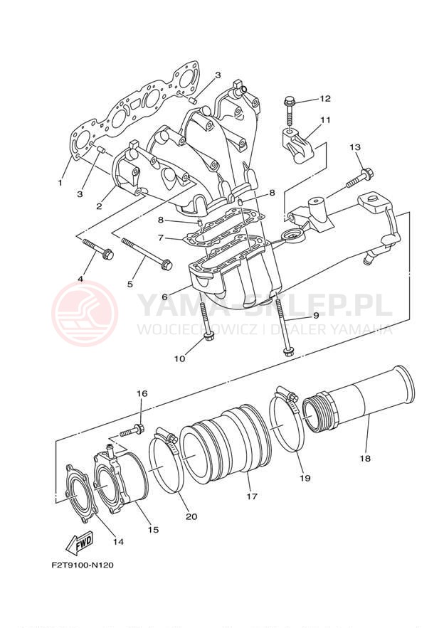 Schemat "wydech" do Yamaha WAVERUNNER FX HO FB1800N