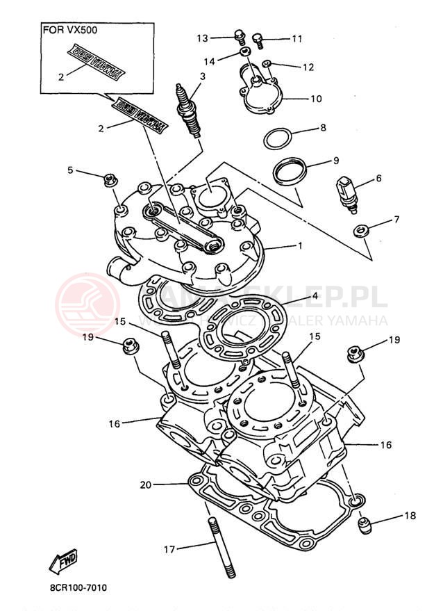 Schemat "głowica" do Yamaha VMAX 600 XT VX600XTA/VX500XTA