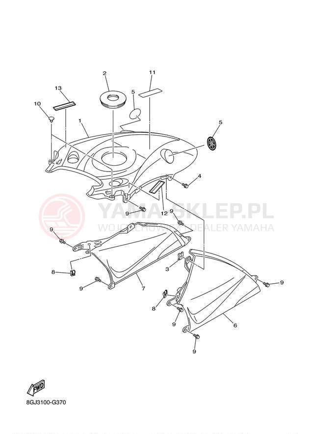 Schemat "INSTRUMENT PANEL" do Yamaha VENTURE LITE PZ50VTAW