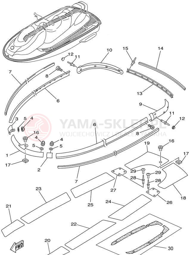 Schemat "GUNWALE - MAT" do Yamaha XL700 XL700Y