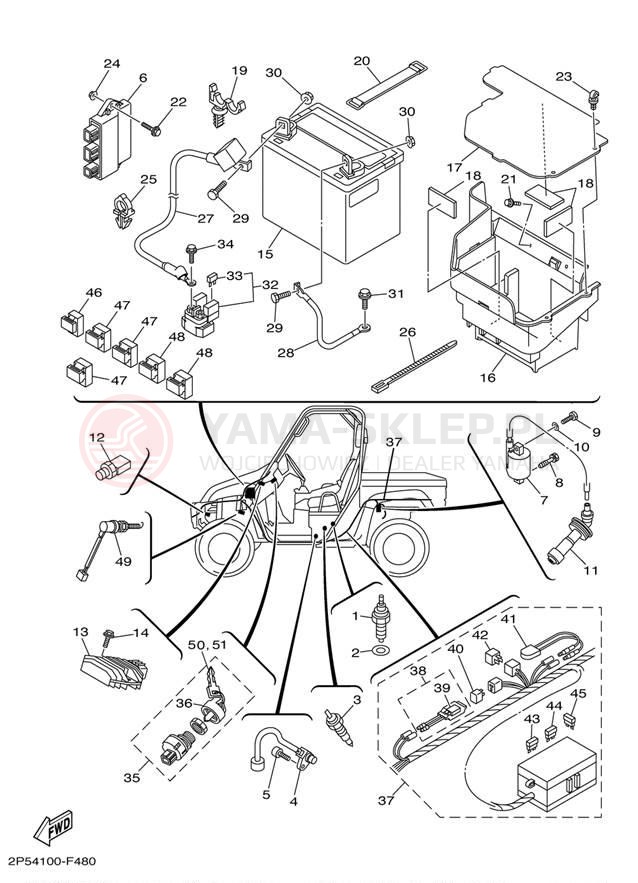 Schemat "układ elektryczny" do Yamaha RHINO 450 HUNTER YXR45FHW