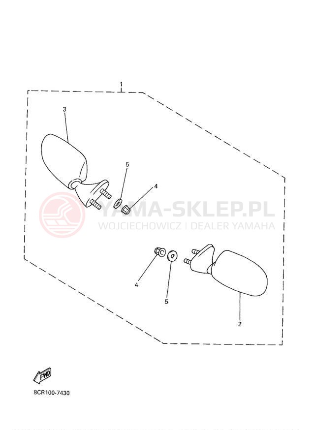 Schemat "Lusterko wsteczne" do Yamaha VENTURE XL VT500XLL