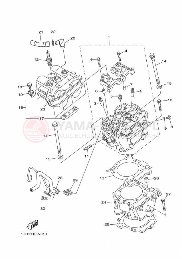 Schemat "cylinder" do Yamaha YFZ450R YFZ450RFL