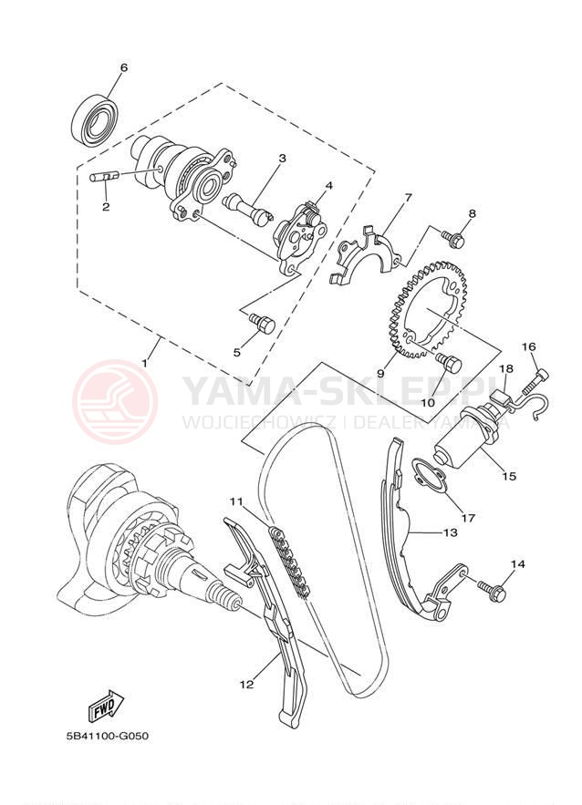 Schemat "Rozrząd - łańcuszek" do Yamaha YXR7FSPD