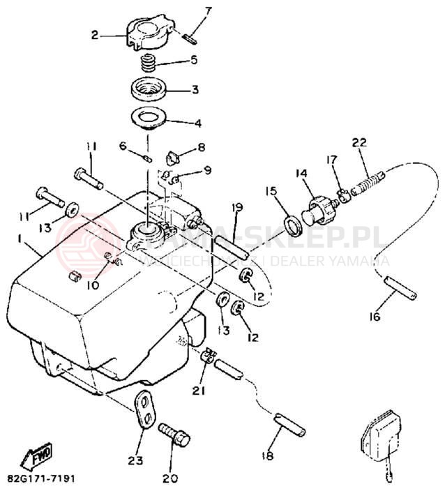 Schemat "zbiornik paliwa" do Yamaha BRAVO T (LONG TRACK) BR250TN