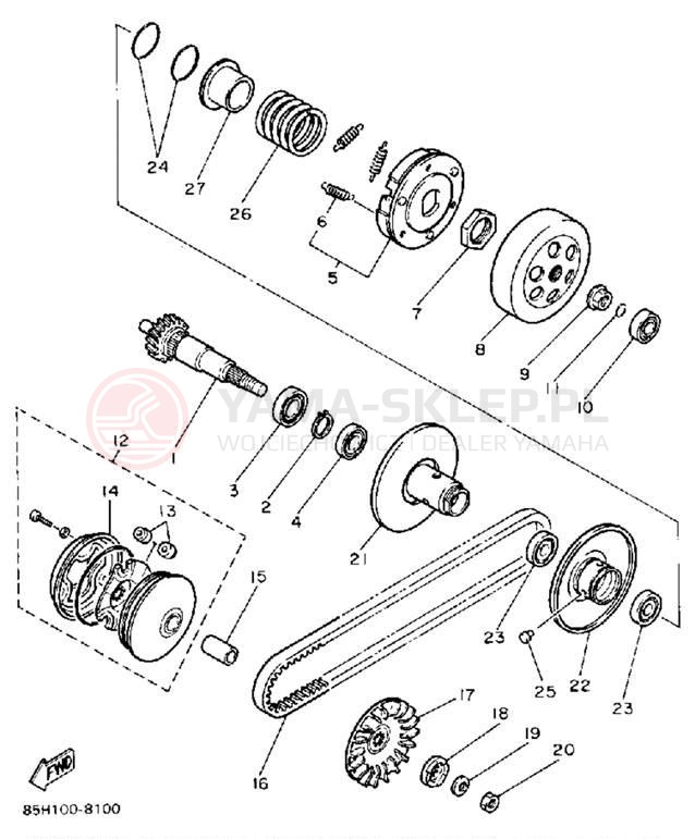 Schemat "sprzęgło" do Yamaha SNOSCOOT (ELEC START) SV80EP