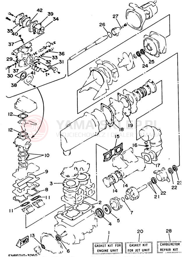 Schemat "Zestaw uszczelek" do Yamaha WAVE RUNNER VXR WRB650S
