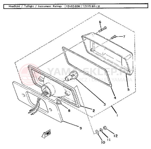 Schemat "Oświetlenie tył" do Yamaha ET340C