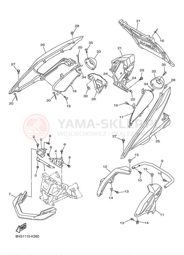 Schemat "zderzak" do Yamaha APEX RX10PAL/RX10PAR