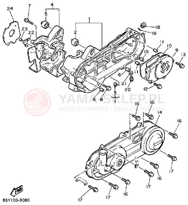 Schemat "Obudowa silnika" do Yamaha SNOSCOOT (ELEC START) SV80EN