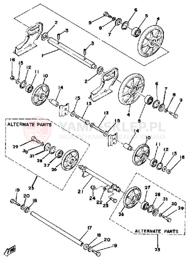 Schemat "Tylna ośka i koło" do Yamaha ET250C
