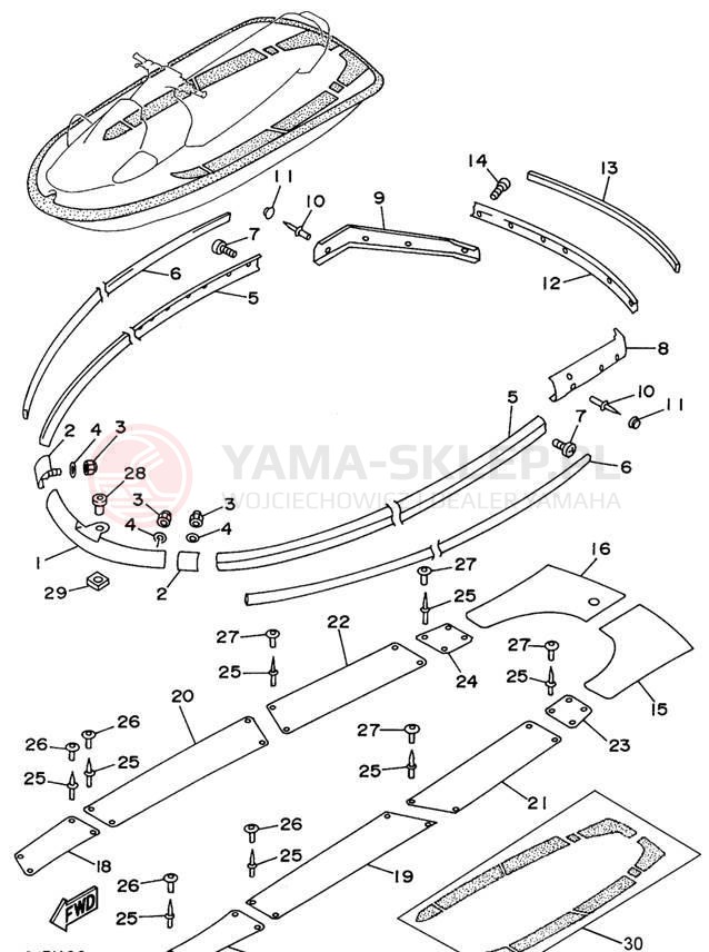 Schemat "GUNWALE - MAT" do Yamaha WAVE VENTURE 700 WVT700U