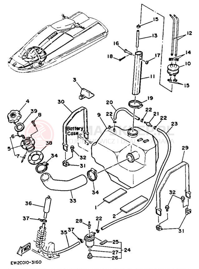 Schemat "zbiornik paliwa" do Yamaha SUPER JET SJ650R