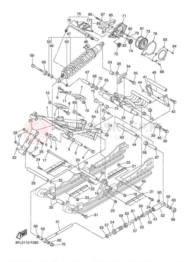 Schemat "Zawieszenie gąsiennicy" do Yamaha RAGE RSG90W/RSG90GTW