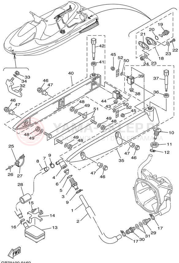 Schemat "HULL & DECK" do Yamaha GP760 GP760Y