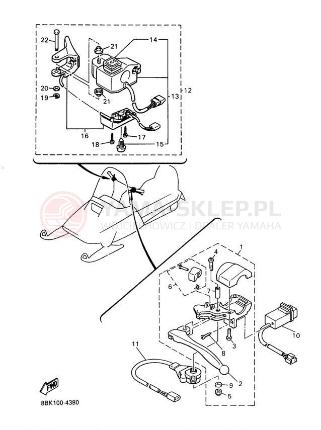 Schemat "Kierownica i osprzęt" do Yamaha VENTURE TR VT480TRA