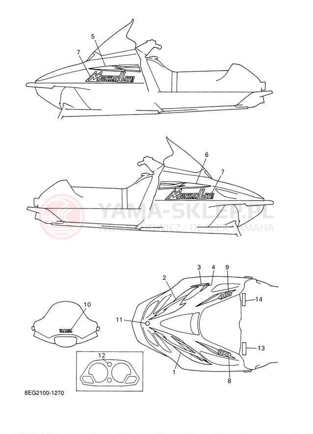 Schemat "naklejki" do Yamaha PHAZER MOUNTAIN LITE PZ500MLF