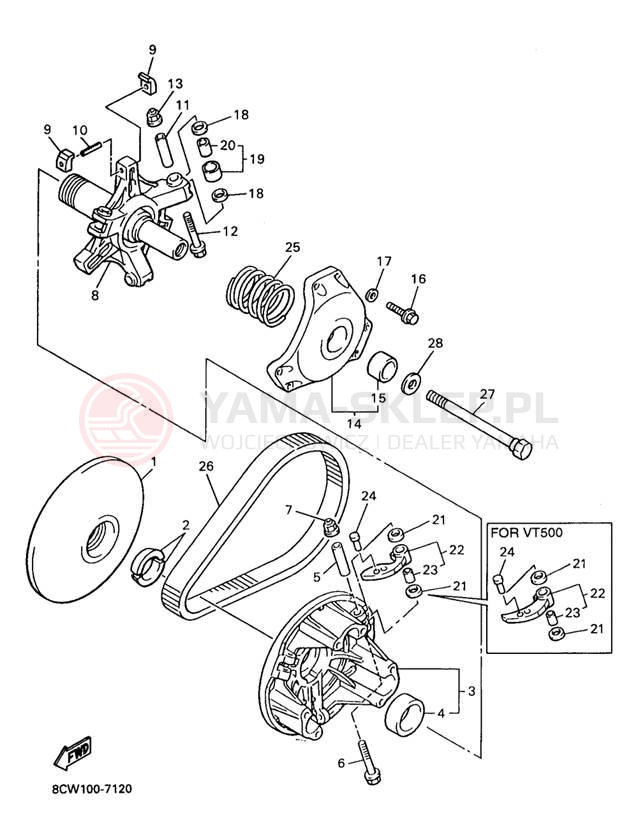 Schemat "PRIMARY SHEAVE" do Yamaha VENTURE 600 VT600A/VT500A