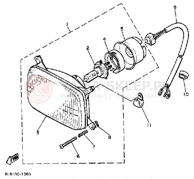 Schemat "Lampa przód" do Yamaha SS440 SS440H