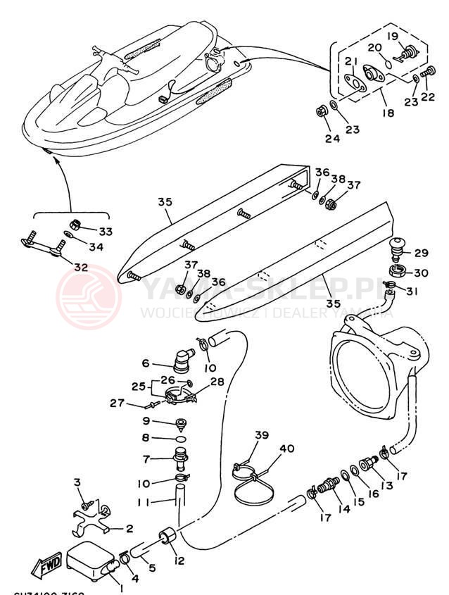 Schemat "HULL & DECK" do Yamaha WAVE VENTURE 1100 WVT1100V