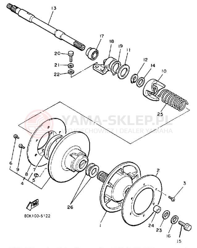 Schemat "Przeniesienie napędu" do Yamaha PHAZER PZ480L