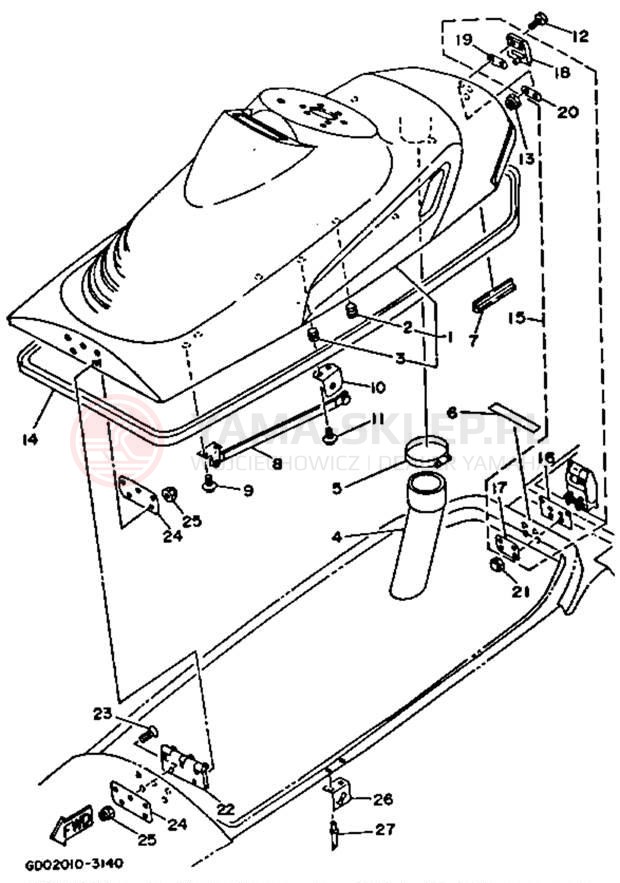 Schemat "ENGINE HATCH" do Yamaha WAVE RUNNER PRO VXR WRB700R
