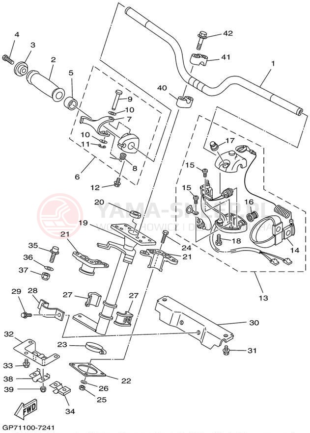 Schemat "Kierownica i osprzęt" do Yamaha WAVE RUNNER GP800 GP800X