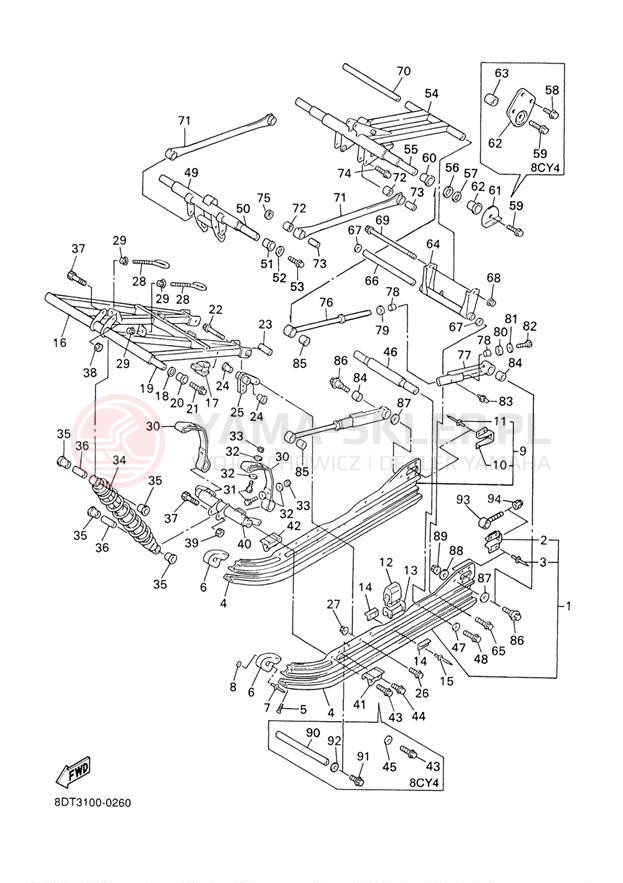 Schemat "Zawieszenie gąsiennicy" do Yamaha VENTURE 500 VT500D/VX500DXD