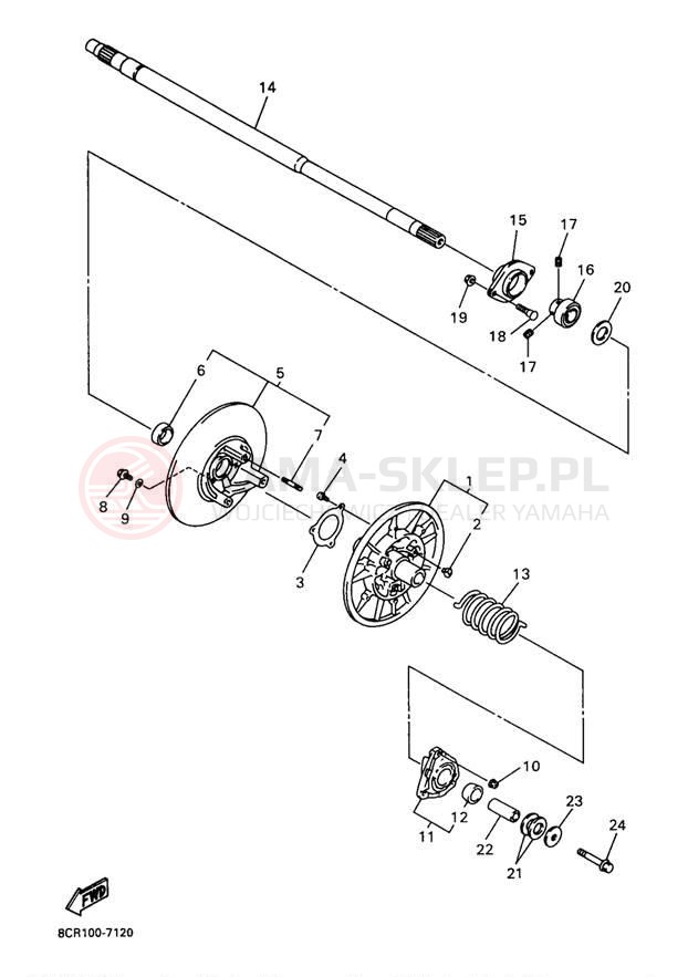 Schemat "Przeniesienie napędu" do Yamaha VENTURE 600 VT600A/VT500A
