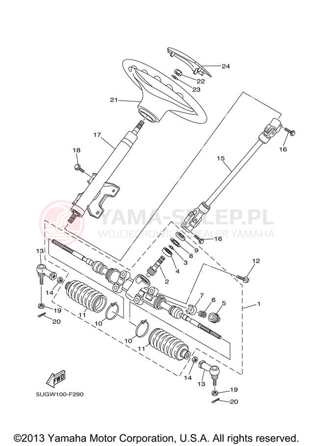 Schemat "Półki zawieszenia" do Yamaha RHINO 700 FI HUNTER YXR70FHX
