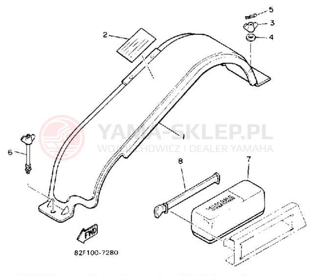 Schemat "GUARD - LUGGAGE BOX" do Yamaha BRAVO LT (LONG TRACK) BR250TR