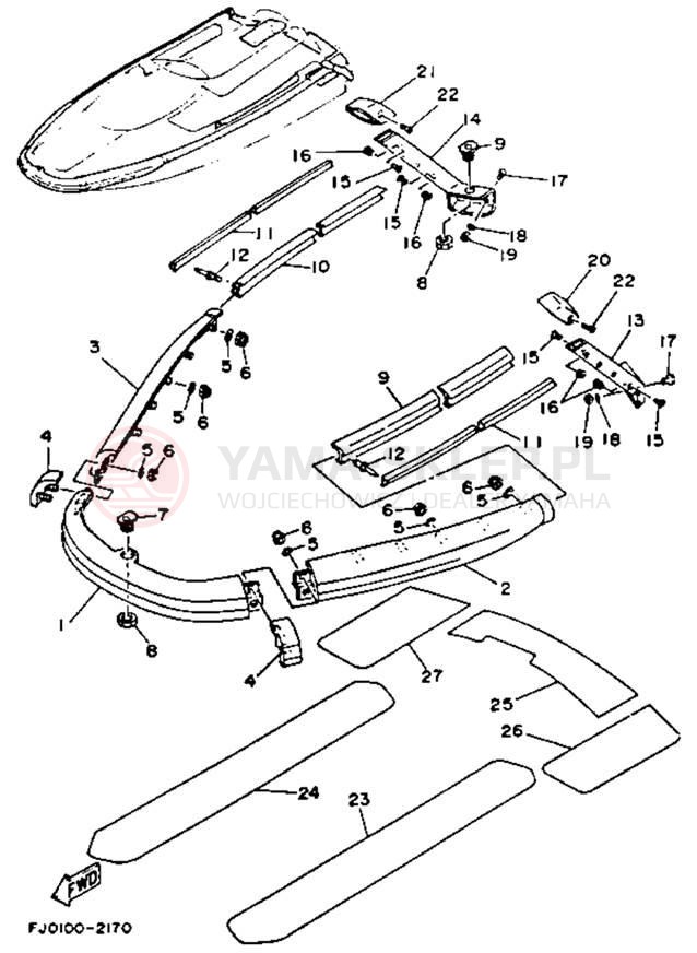 Schemat "GUNWALE - MAT" do Yamaha WAVE RUNNER III WRA650RA