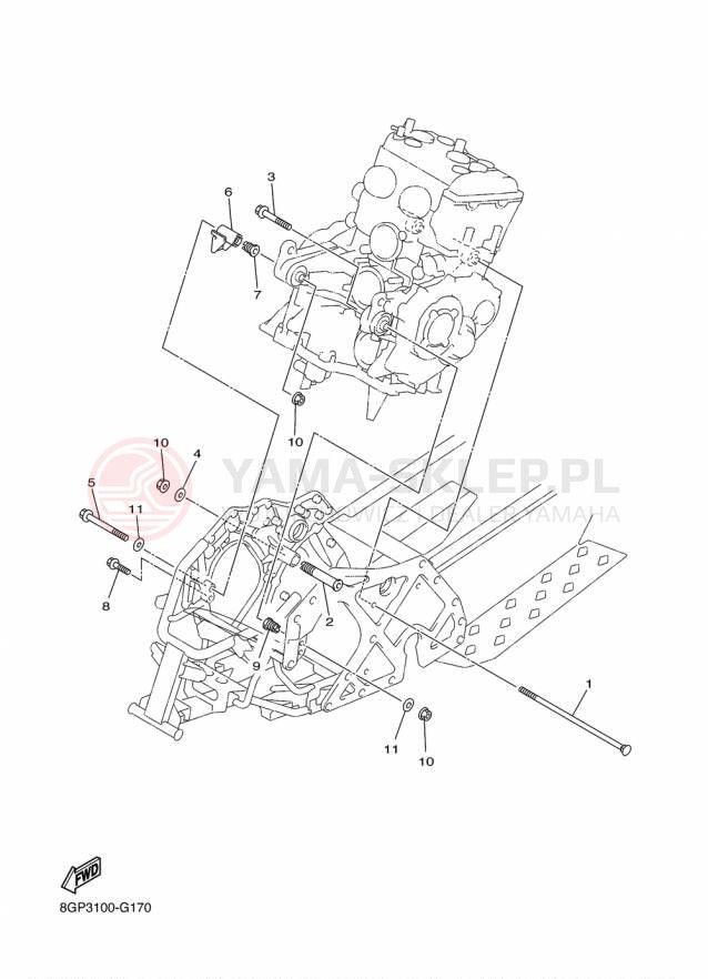 Schemat "Mocowanie silnika" do Yamaha PHAZER XTX PZ50XTFB