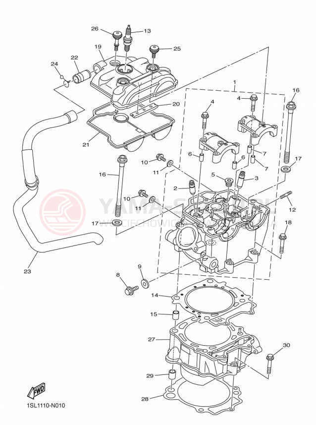 Schemat "cylinder" do Yamaha YZ450F YZ450FFL/YZ450FFW