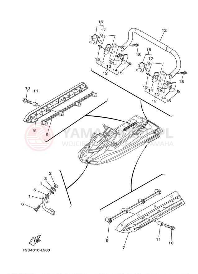 Schemat "HULL & DECK" do Yamaha WAVERUNNER FX HO FB1800M