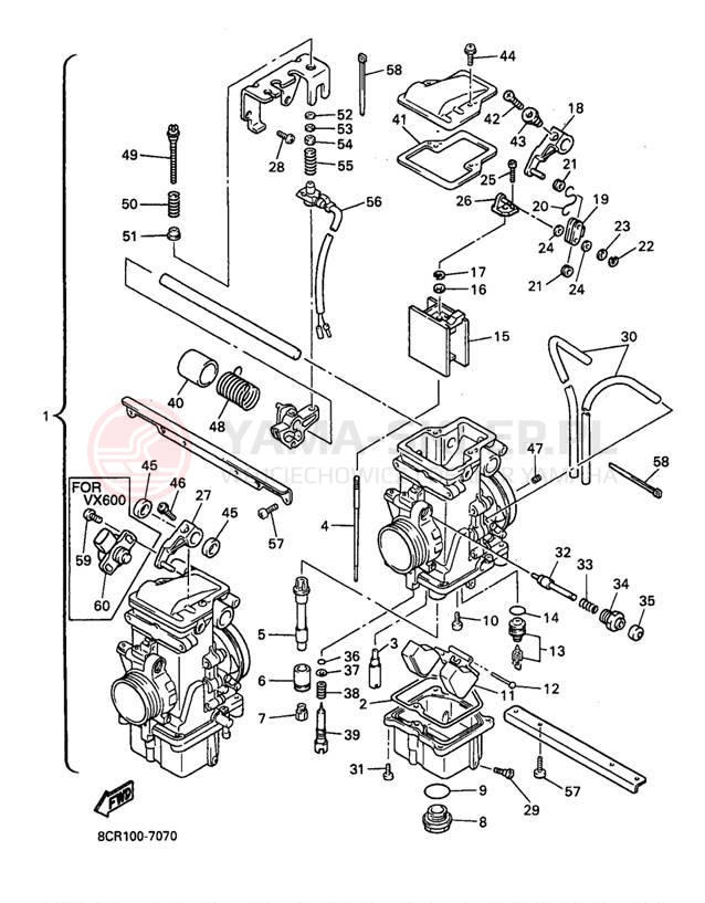 Schemat "Gaźnik" do Yamaha VMAX 600 XT VX600XTA/VX500XTA