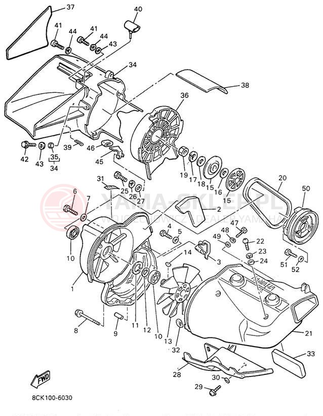 Schemat "Obudowa wentylatora" do Yamaha VENTURE XL VT480A
