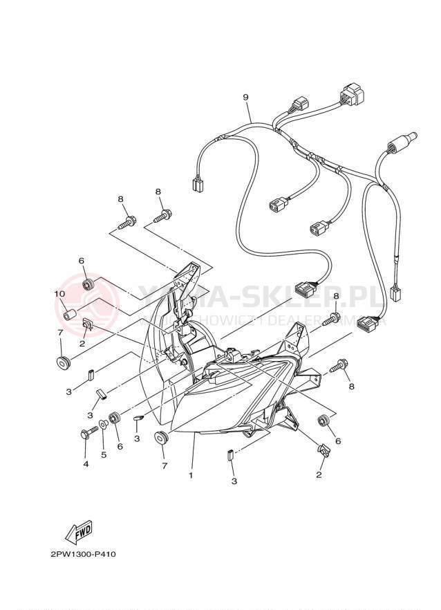 Schemat "Lampa przód" do Yamaha TMAX XP500F