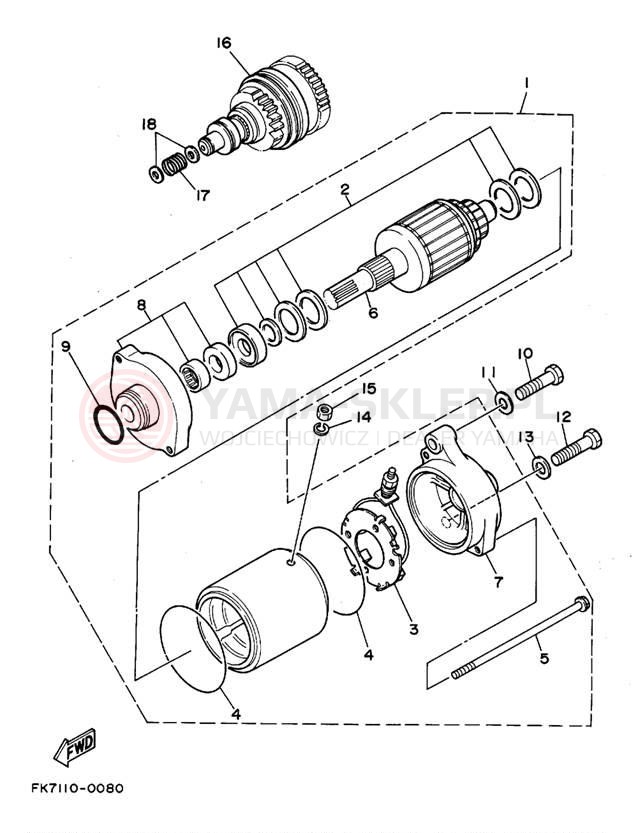 Schemat "rozrusznik" do Yamaha WAVE RUNNER III GP WRA700S
