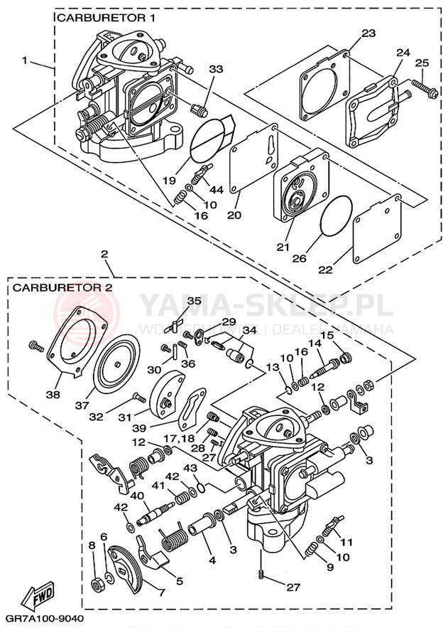 Schemat "Gaźnik" do Yamaha SUPER JET SJ700AX